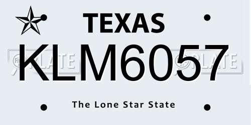 KLM6057 Texas License Plate