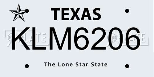 KLM6206 Texas License Plate