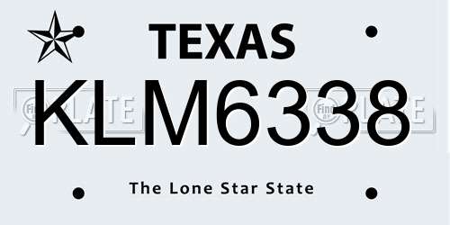 KLM6338 Texas License Plate