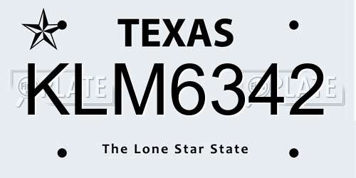 KLM6342 Texas License Plate