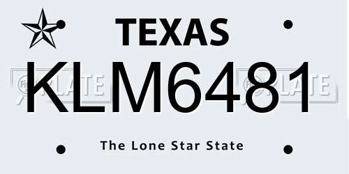 KLM6481 Texas License Plate
