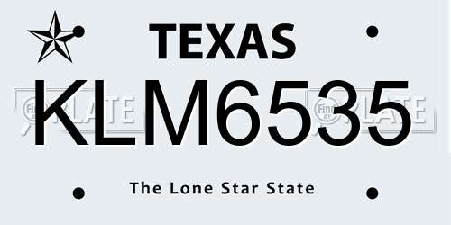 KLM6535 Texas License Plate