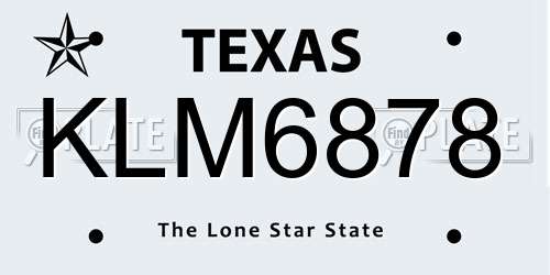 KLM6878 Texas License Plate