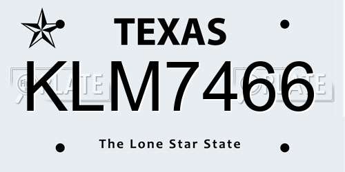 KLM7466 Texas License Plate