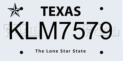 KLM7579 Texas License Plate