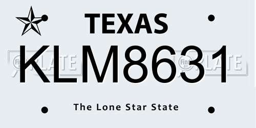 KLM8631 Texas License Plate