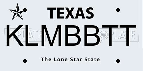 KLMBBTT Texas License Plate