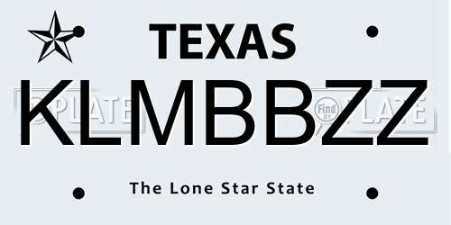 KLMBBZZ Texas License Plate