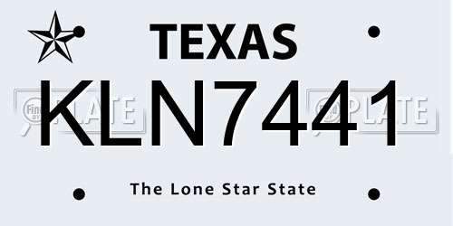 KLN7441 Texas License Plate