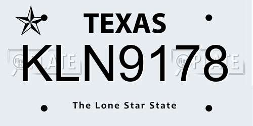KLN9178 Texas License Plate