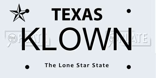 KLOWN Texas License Plate