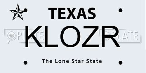 KLOZR Texas License Plate