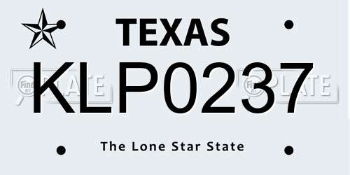 KLP0237 Texas License Plate