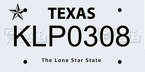 KLP0308 Texas License Plate