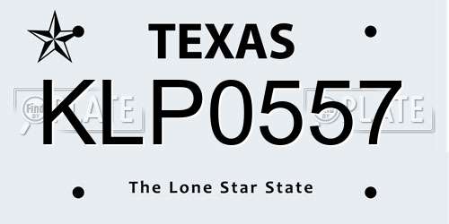 KLP0557 Texas License Plate
