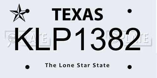 KLP1382 Texas License Plate