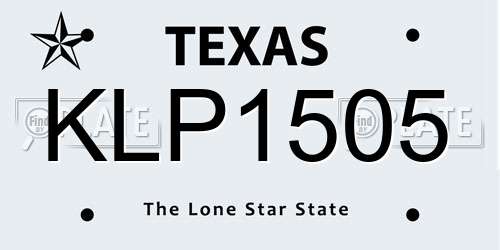 KLP1505 Texas License Plate