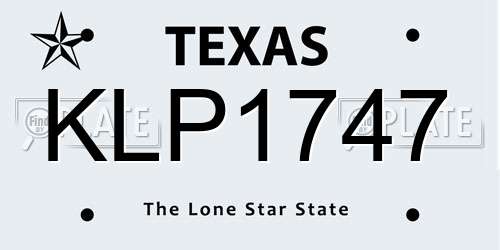 KLP1747 Texas License Plate