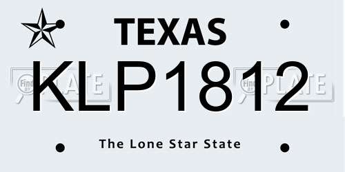KLP1812 Texas License Plate