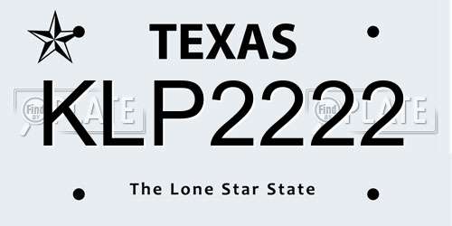KLP2222 Texas License Plate
