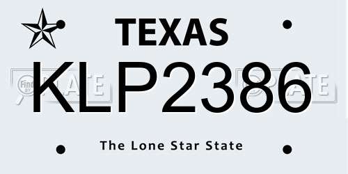 KLP2386 Texas License Plate