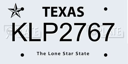 KLP2767 Texas License Plate