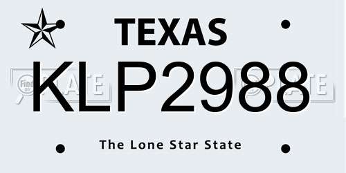 KLP2988 Texas License Plate