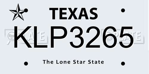 KLP3265 Texas License Plate