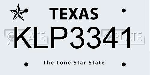KLP3341 Texas License Plate