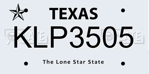 KLP3505 Texas License Plate