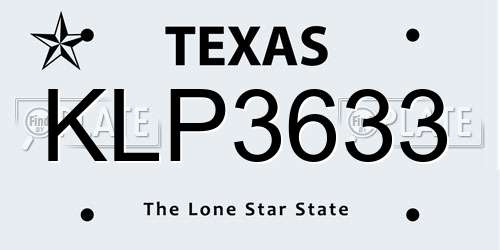 KLP3633 Texas License Plate