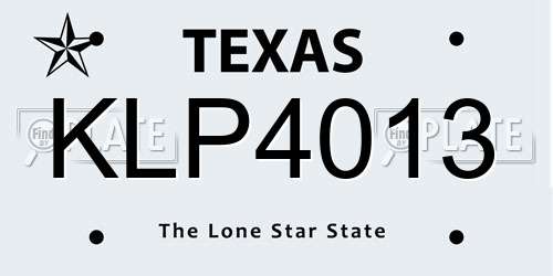 KLP4013 Texas License Plate
