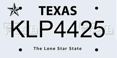 KLP4425 Texas License Plate
