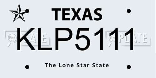 KLP5111 Texas License Plate