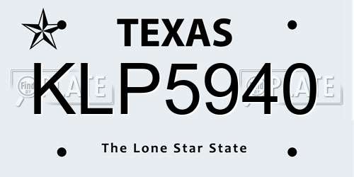 KLP5940 Texas License Plate