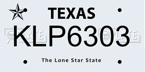 KLP6303 Texas License Plate