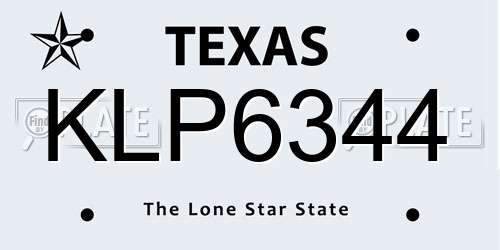KLP6344 Texas License Plate