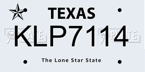 KLP7114 Texas License Plate