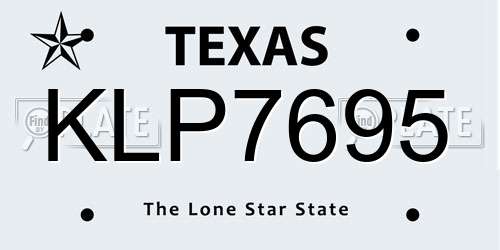 KLP7695 Texas License Plate