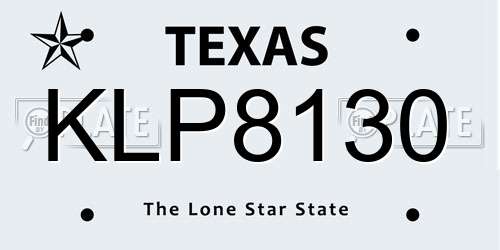 KLP8130 Texas License Plate