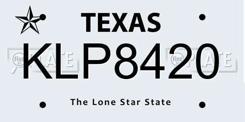 KLP8420 Texas License Plate