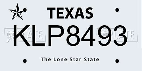 KLP8493 Texas License Plate