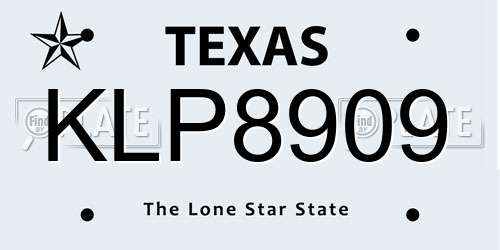 KLP8909 Texas License Plate