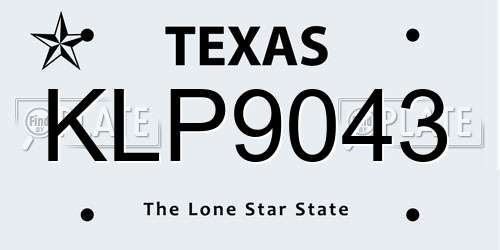 KLP9043 Texas License Plate