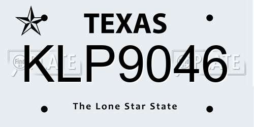 KLP9046 Texas License Plate
