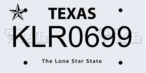 KLR0699 Texas License Plate