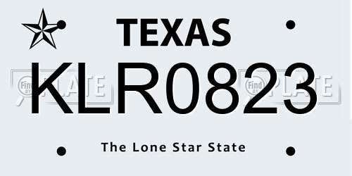 KLR0823 Texas License Plate