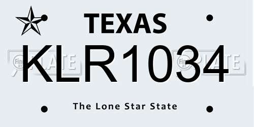 KLR1034 Texas License Plate