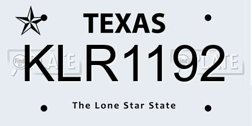 KLR1192 Texas License Plate