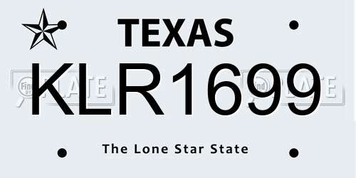 KLR1699 Texas License Plate